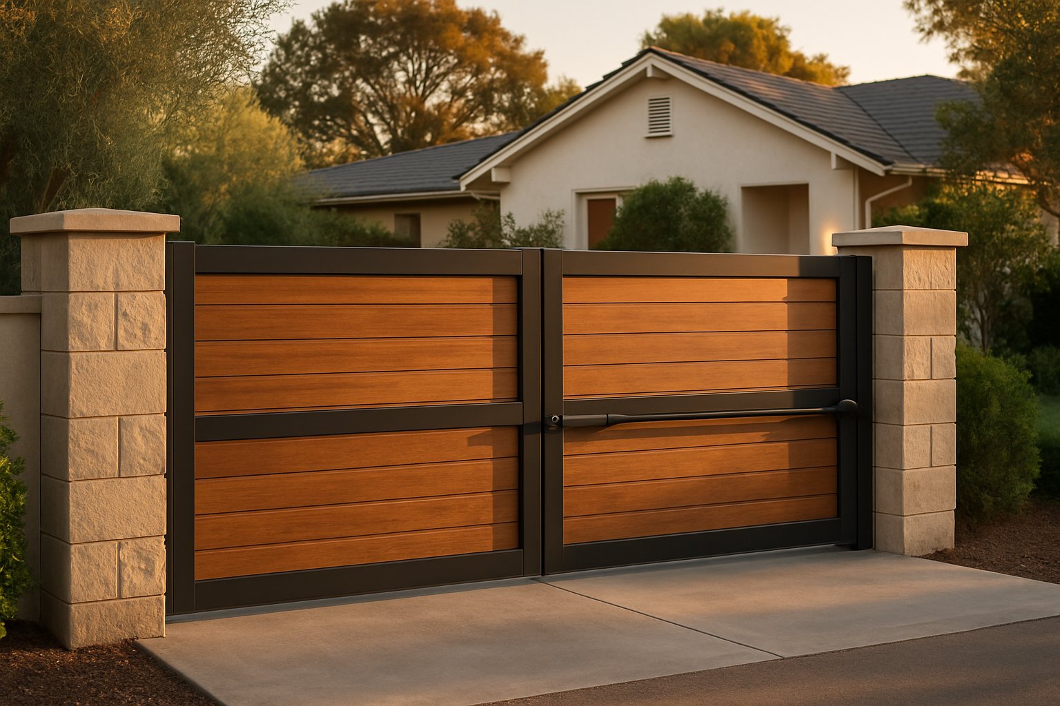 Modern driveway gate at a Central Valley home